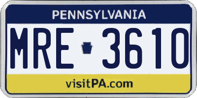 PA license plate MRE3610