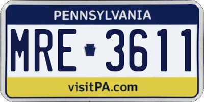 PA license plate MRE3611