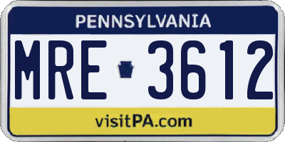 PA license plate MRE3612