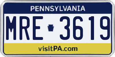 PA license plate MRE3619