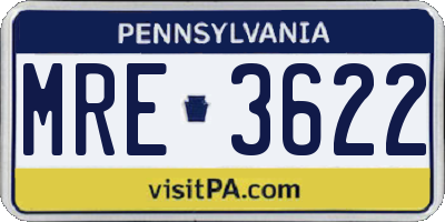 PA license plate MRE3622