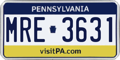 PA license plate MRE3631