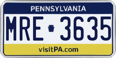 PA license plate MRE3635
