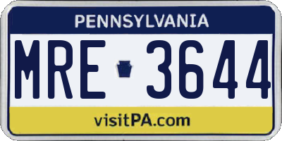 PA license plate MRE3644