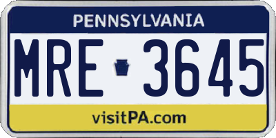PA license plate MRE3645