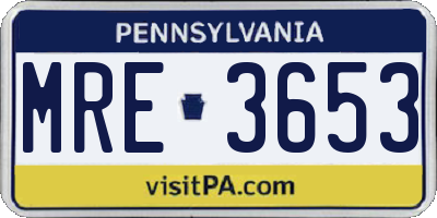 PA license plate MRE3653