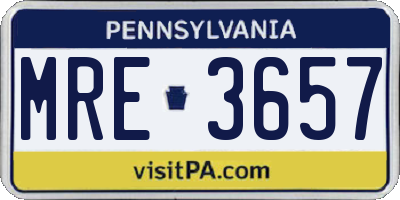PA license plate MRE3657