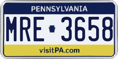 PA license plate MRE3658