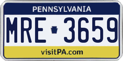 PA license plate MRE3659