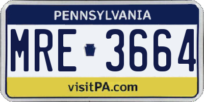 PA license plate MRE3664