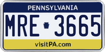 PA license plate MRE3665