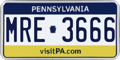 PA license plate MRE3666