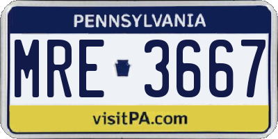 PA license plate MRE3667