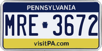 PA license plate MRE3672
