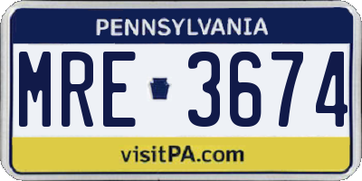 PA license plate MRE3674