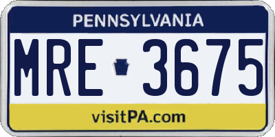 PA license plate MRE3675