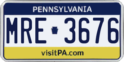 PA license plate MRE3676