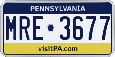 PA license plate MRE3677