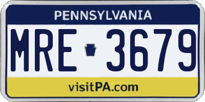 PA license plate MRE3679