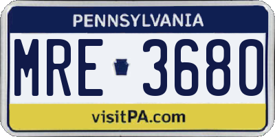 PA license plate MRE3680