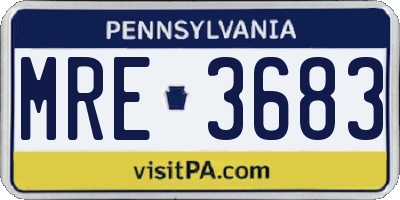 PA license plate MRE3683