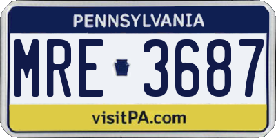 PA license plate MRE3687