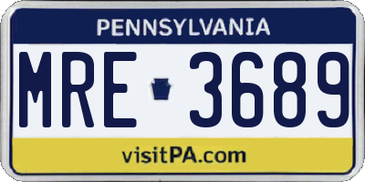 PA license plate MRE3689