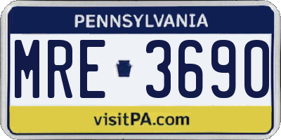 PA license plate MRE3690