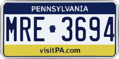 PA license plate MRE3694