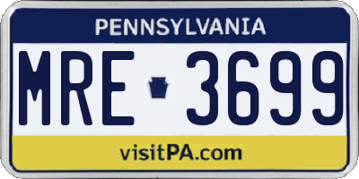 PA license plate MRE3699