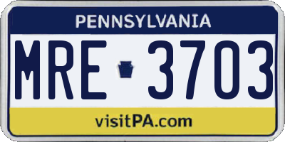 PA license plate MRE3703