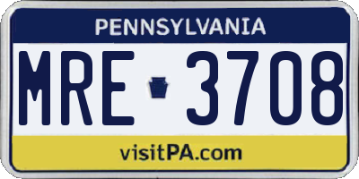 PA license plate MRE3708
