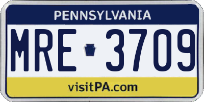 PA license plate MRE3709