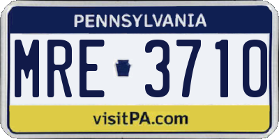 PA license plate MRE3710