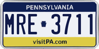 PA license plate MRE3711