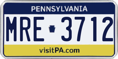 PA license plate MRE3712