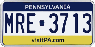 PA license plate MRE3713
