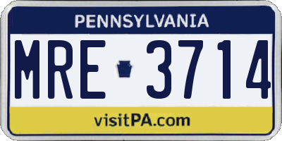 PA license plate MRE3714
