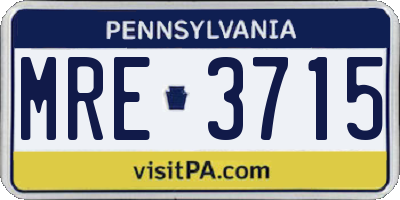 PA license plate MRE3715