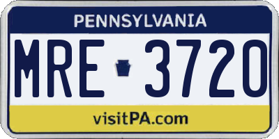 PA license plate MRE3720