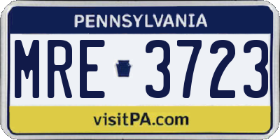 PA license plate MRE3723