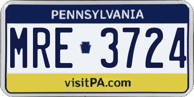 PA license plate MRE3724