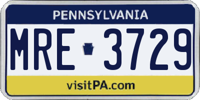 PA license plate MRE3729