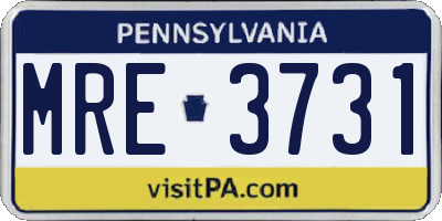 PA license plate MRE3731