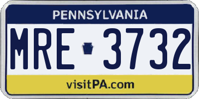 PA license plate MRE3732
