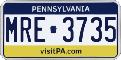 PA license plate MRE3735