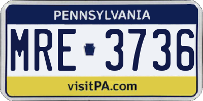 PA license plate MRE3736