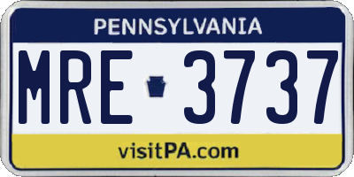 PA license plate MRE3737