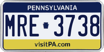 PA license plate MRE3738