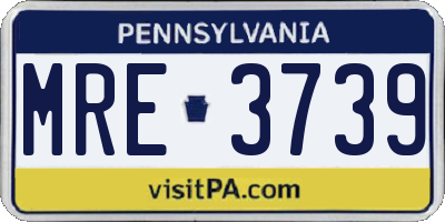 PA license plate MRE3739